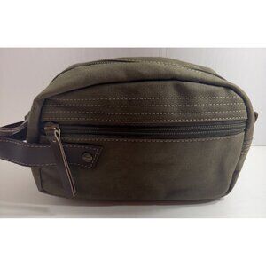 Timberland Khaki Canvas Toiletry Kit Travel Bag Zipper Closure 9”x6”x4” NWOT